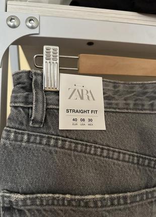 Прямі рівні сірі базові джинси висока посадка zara straight2 фото