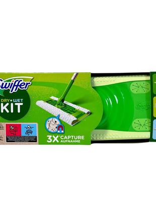 Swiffer швабра + 8 сухих и 3 влажных салфетки для мытья полов kit 2 in 1