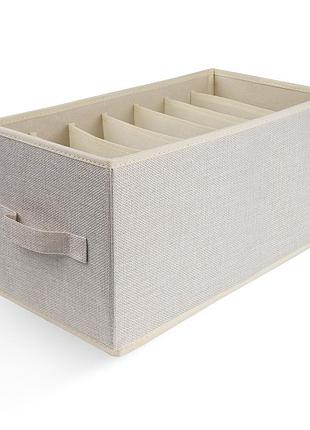 Текстильный органайзер для хранения вещей/носков 7 секции 36х18х20, кремовый
