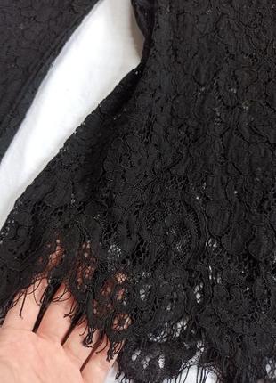 Черная кружевная блуза с чокером и рукавами клеш/прозрачная3 фото