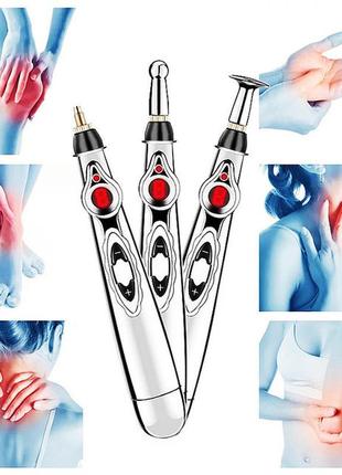 Акупунктурный  электрический массажер для тела, (массажная ручка) 3в1 massager pen w-912 на батарейках