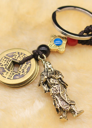 Брелок фен шуй гуань гун + 5 монет