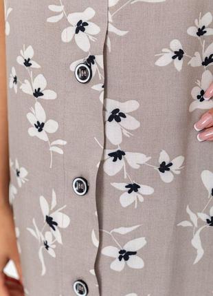 Сукня-халат жіночий з квітковим принтом на ґудзиках, колір мокко, 102r3495 фото