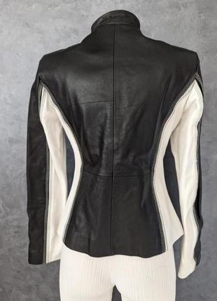 Куртка кожаная черно-белая3 фото