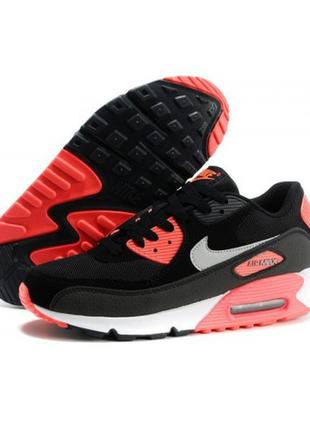 Чоловічі чорно-червоно-білі кросівки nike air max 90 — dm037