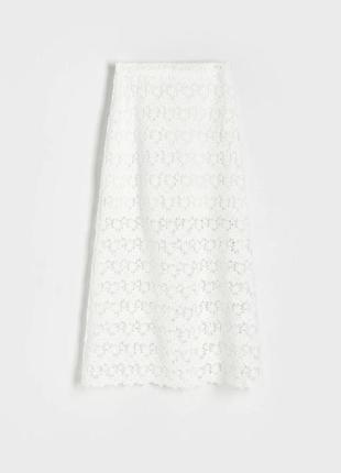 Прозора біла спідниця міді від reserved, мережевна юбка як zara6 фото