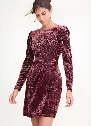 Брендовое велюровое платье "next" припыленно-розовое с блёстками. размер uk10/eur38.