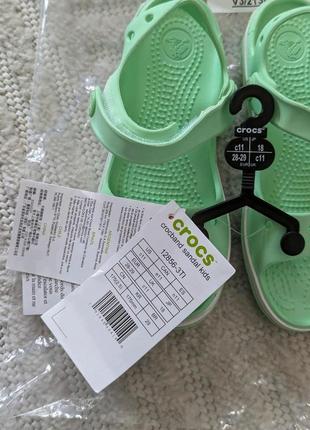 Крокс крокбэнд сандалии детские мятные crocs crocband sandal neon mint5 фото