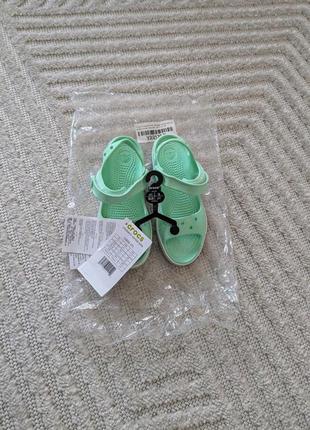 Крокс крокбэнд сандалии детские мятные crocs crocband sandal neon mint9 фото