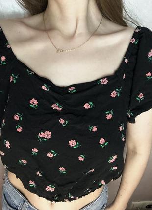 Топ футболка майка с открытыми плечами в цветочек цветочный принт с цветочным принтом new look6 фото