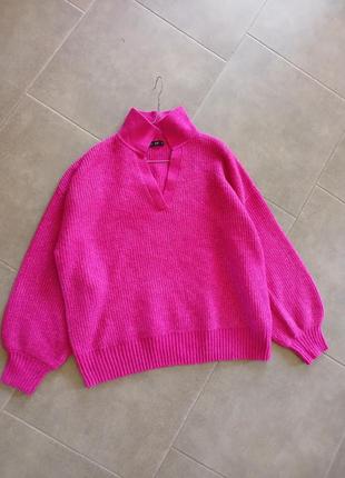 Малиновый яркий плотный свитер2 фото