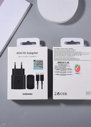 Мережевий зарядний пристрій + кабель samsung 45 w power adapter type-c cable black dg889