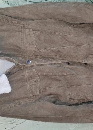 George m утеплена вельветова коричнева куртка на хутрі шерпа