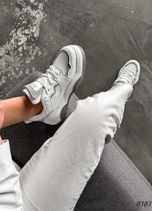 Кросівки жіночі emmy білі + сірий екошкіра10 фото