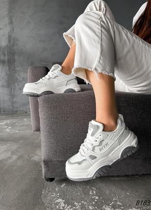 Кросівки жіночі emmy білі + сірий екошкіра8 фото