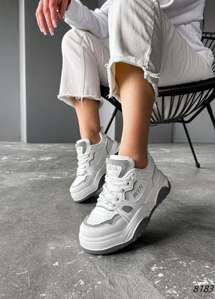 Кросівки жіночі emmy білі + сірий екошкіра9 фото