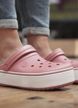 Crocs crocband platform clog light женские на высокой платформе сабо крокс кроксы (р. 36-41)1 фото