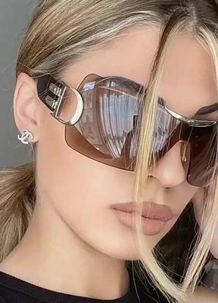 Тренд y2k сонцезахисні окуляри коричневі великі модні сонячні очки антиблик