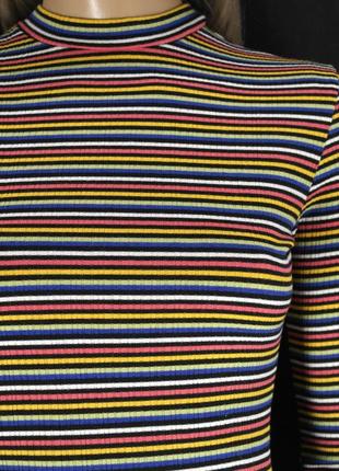 .брендовое платье-гольф в рубчик "fb sister" в цветную полоску. размер s.2 фото