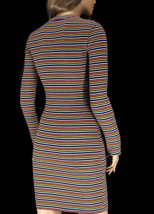 .брендовое платье-гольф в рубчик "fb sister" в цветную полоску. размер s.3 фото