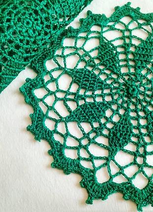 Мини-серветки крючком зеленые салфетки ручной работы подставка для чашки декор стола...