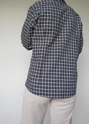 Хлопковая оверсайз рубашка прямого кроя с принтом в клетку, s-m4 фото