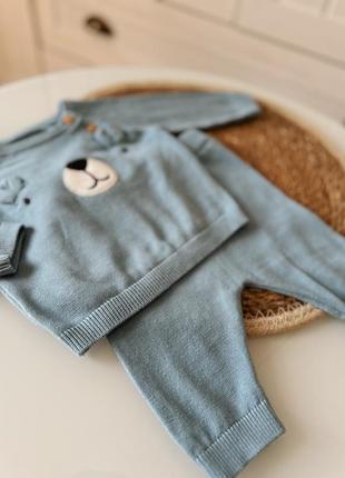 Набір комплект костюм для новонароджених з ведмежатком светрик і штанці 0-1міс 56см3 фото