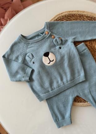 Набір комплект костюм для новонароджених з ведмежатком светрик і штанці 0-1міс 56см2 фото
