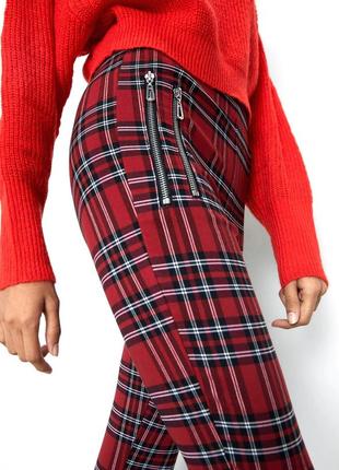 Брендові штани, легінси "zara" червоні картаті. розмір xs/s.5 фото