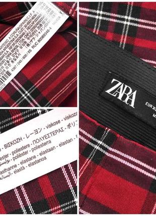 Брендовые брюки, леггинсы "zara" красные в клетку. размер xs/s.10 фото