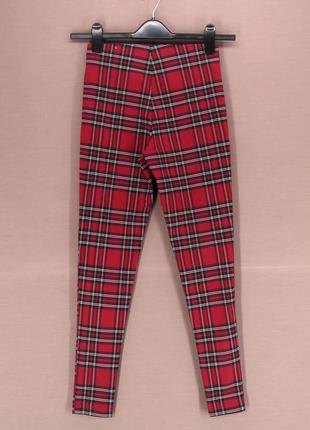 Брендові штани, легінси "zara" червоні картаті. розмір xs/s.9 фото