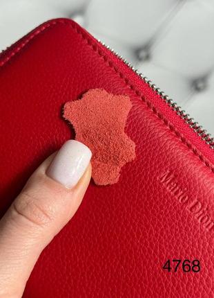 Жіночий стильний та якісний гаманець з натуральної шкіри червоний5 фото