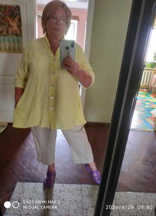 Ексклюзивна,шикарна блуза на ґудзиках, яскрава, лляна.батал!cobra.7 фото