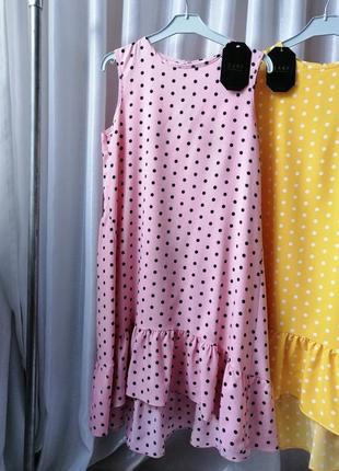 Легке літнє плаття в горох волани різні розміри та кольори10 фото