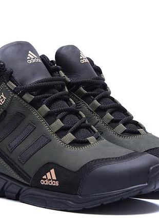 Мужские зимние кожаные ботинки adidas bedwin green