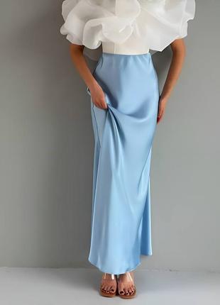 7 кольорів! жіноча спідниця максі з королівського атласу, довга атлачна юбка на резинці, висока посадка, базова, без принту, сатин, шовк