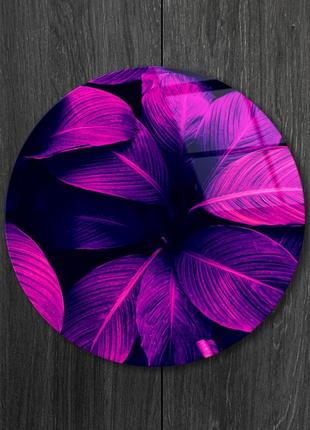 Картина на стекле "фиолетовые тропические листья" 50см