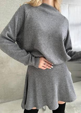 Жіночий теплий костюм з ангори, кофта та спідниця      158