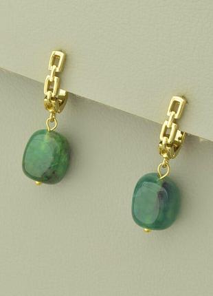 Серьги  агат  (позолота 18к (лимонная))