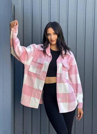 Теплая рубашка в клетку oversize
