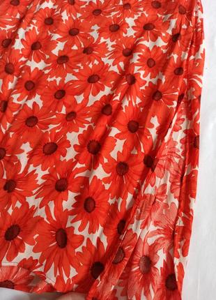 Легкая юбка миди в цветочный принт/с разрезами2 фото