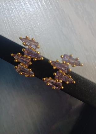 Мініатюрні сережки з напів дорогоцінним камінням2 фото