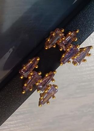 Мініатюрні сережки з напів дорогоцінним камінням3 фото