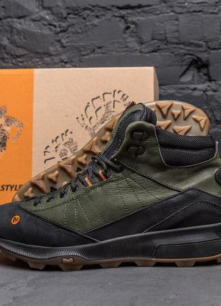 Мужские зимние кожаные ботинки merrell green