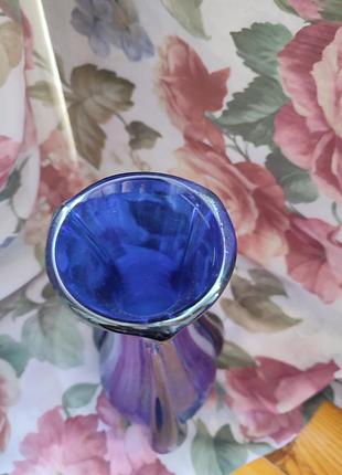 Важка скляна, якісна ваза. колір ультрамарин.