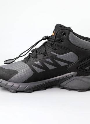 Мужские зимние влагостойкие серые ботинки с мехом,быстрая шнуровка, протектор, обувь...