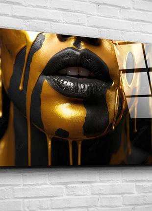 Картина на стекле "лицо в золоте"