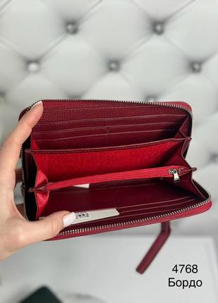 Жіночий стильний та якісний гаманець з натуральної шкіри бордо4 фото