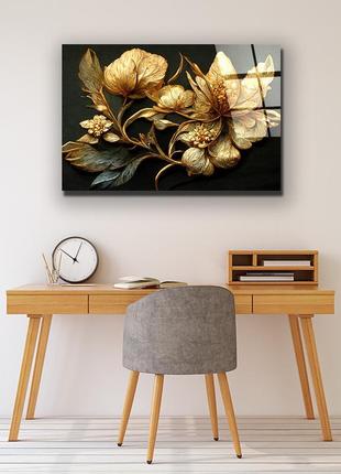 Картина на стекле "золотой цветок"