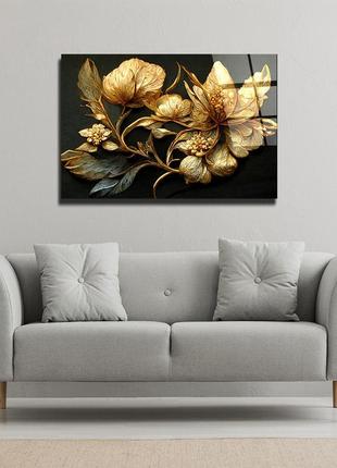 Картина на стекле "золотой цветок"